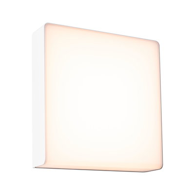 Square white LED wall light with warm white illumination for modern indoor lighting