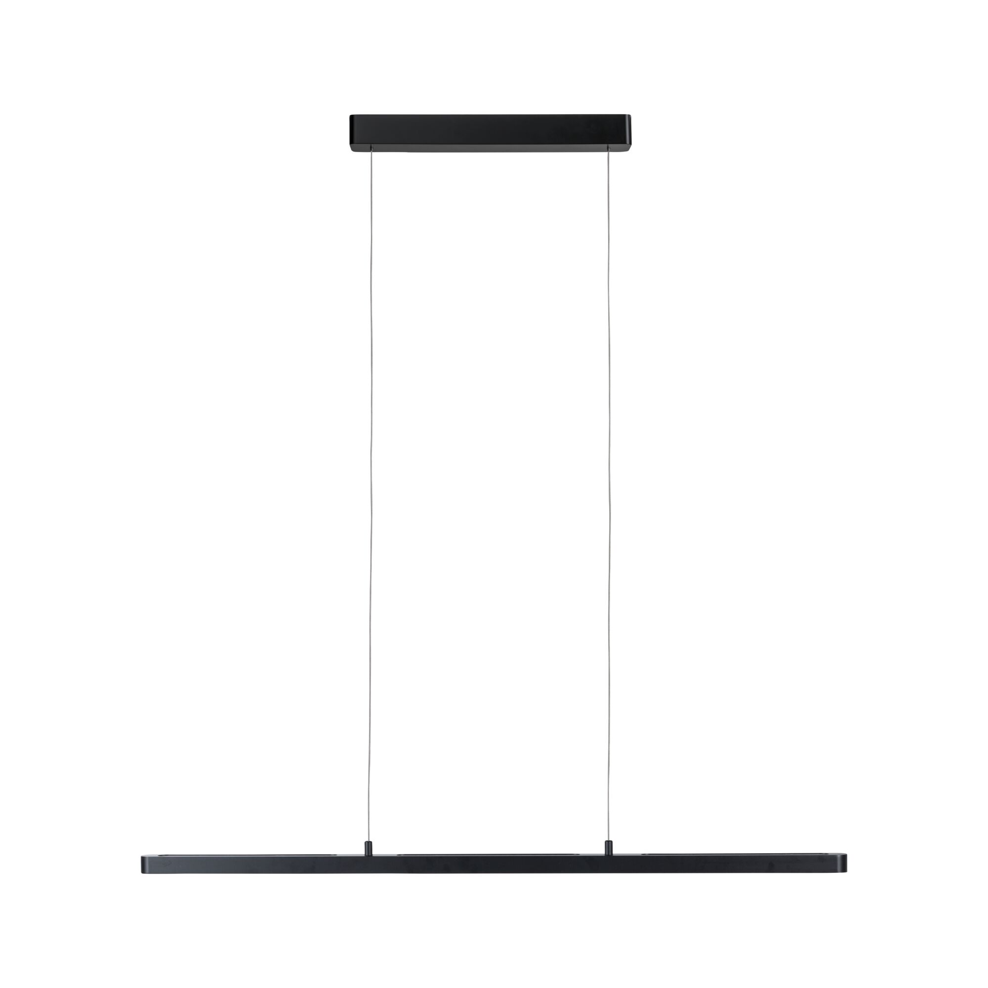 Schwarze LED-Pendelleuchte aus Metall mit schlankem Design für moderne Innenräume