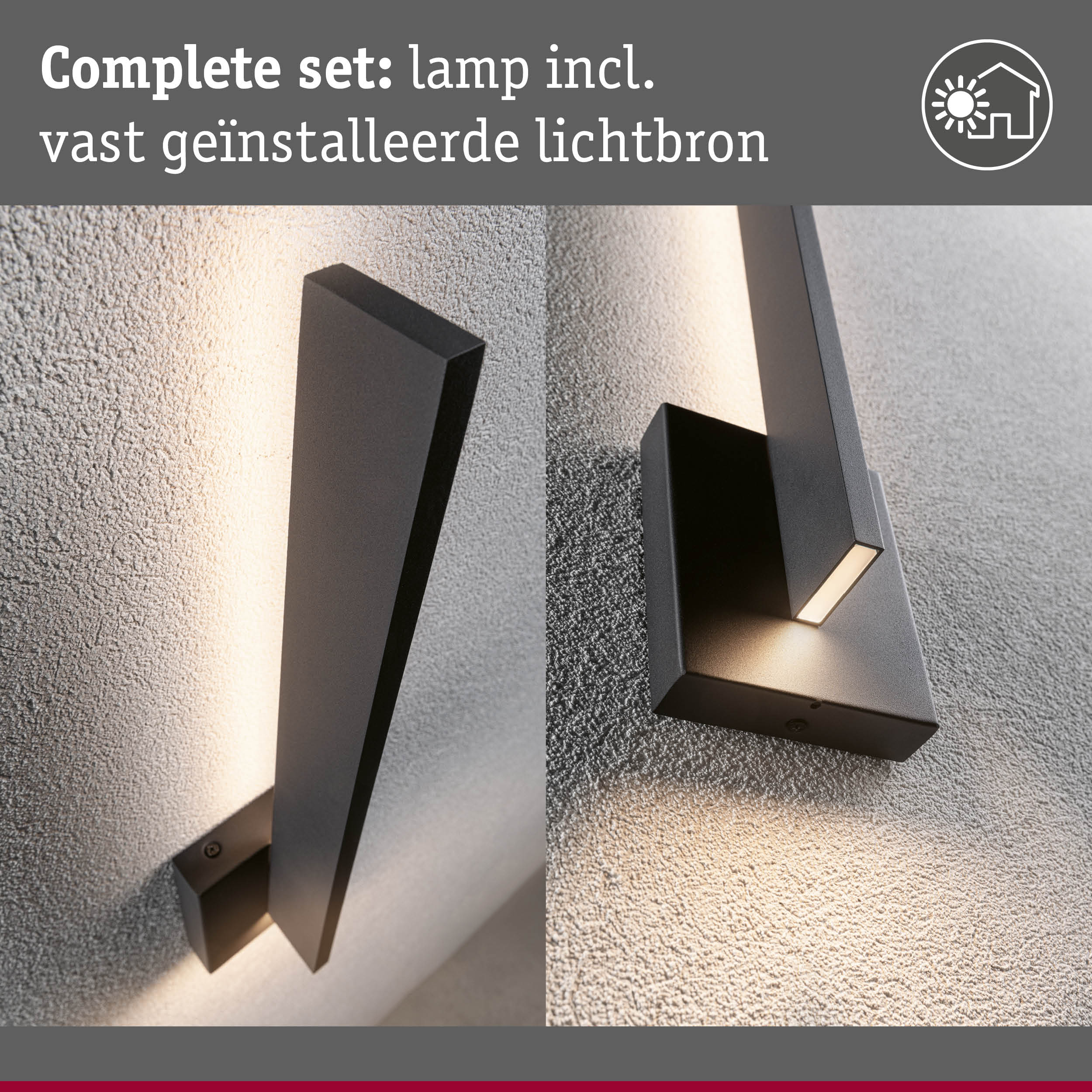 Zwarte metalen wandlamp met geïntegreerde lichtbron, modern binnenverlichtingsarmatuur