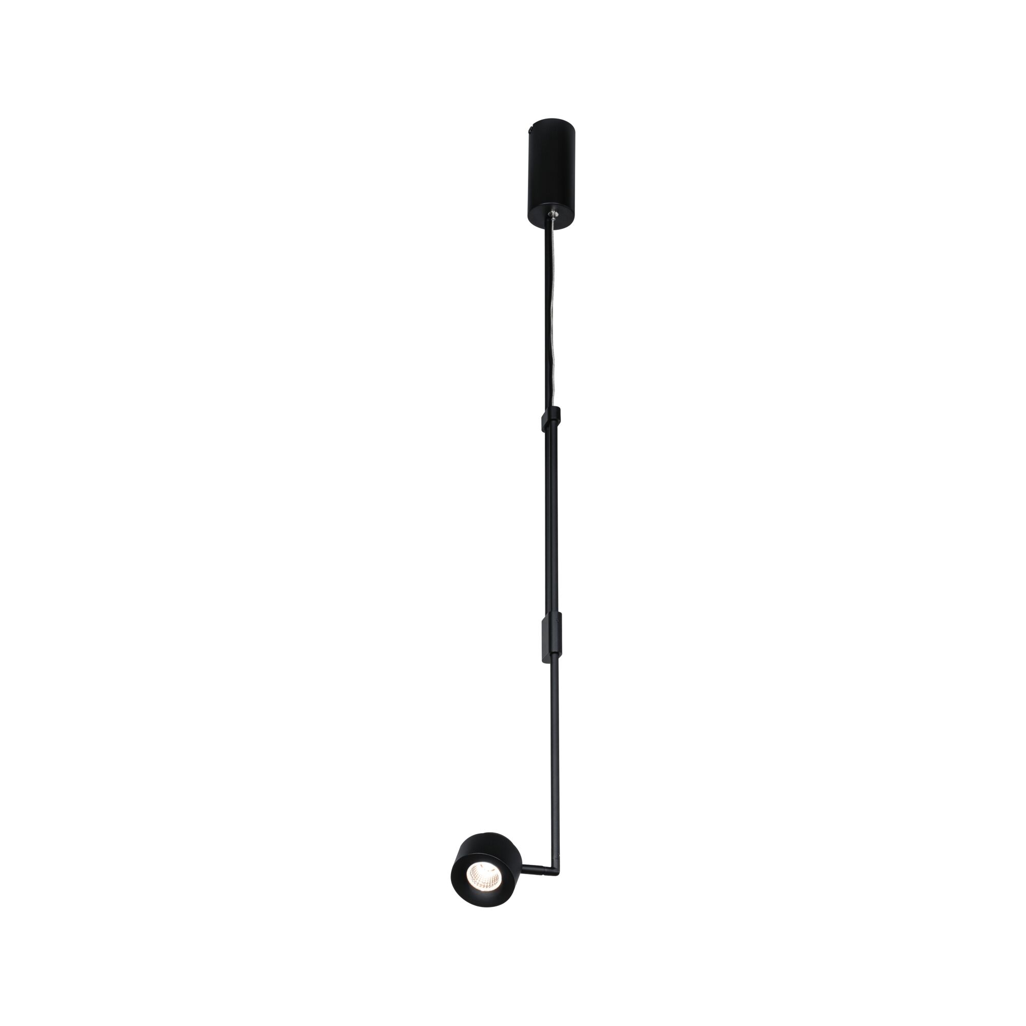 Black metal LED pendant light with round head for modern indoor lighting solutions