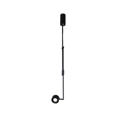 Black metal LED pendant light with round head for modern indoor lighting solutions