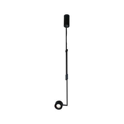 Black metal LED pendant light with round head for modern indoor lighting solutions