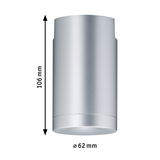 Spot de plafond en aluminium argenté de 106 mm de haut et 62 mm de diamètre pour éclairage intérieur moderne