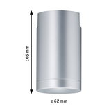 Zilverkleurige aluminium plafondspot van 106 mm hoog en 62 mm diameter voor moderne binnenverlichting