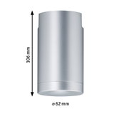 Silver aluminum ceiling spotlight 106 mm high and 62 mm diameter for modern indoor lighting