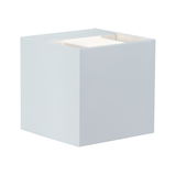 Moderner weißer Würfel-Wandleuchter aus Metall mit indirektem LED-Licht für Innenräume