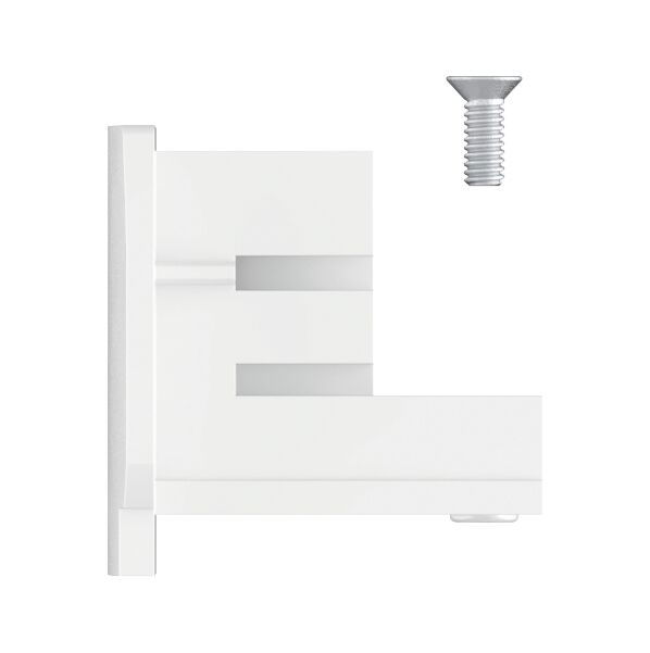 Weißer Wandhalter aus Kunststoff mit passender Schraube für LED-Leuchtenmontage