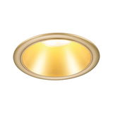 Spot LED encastré rond avec cadre en aluminium doré et lumière blanc chaud pour intérieur