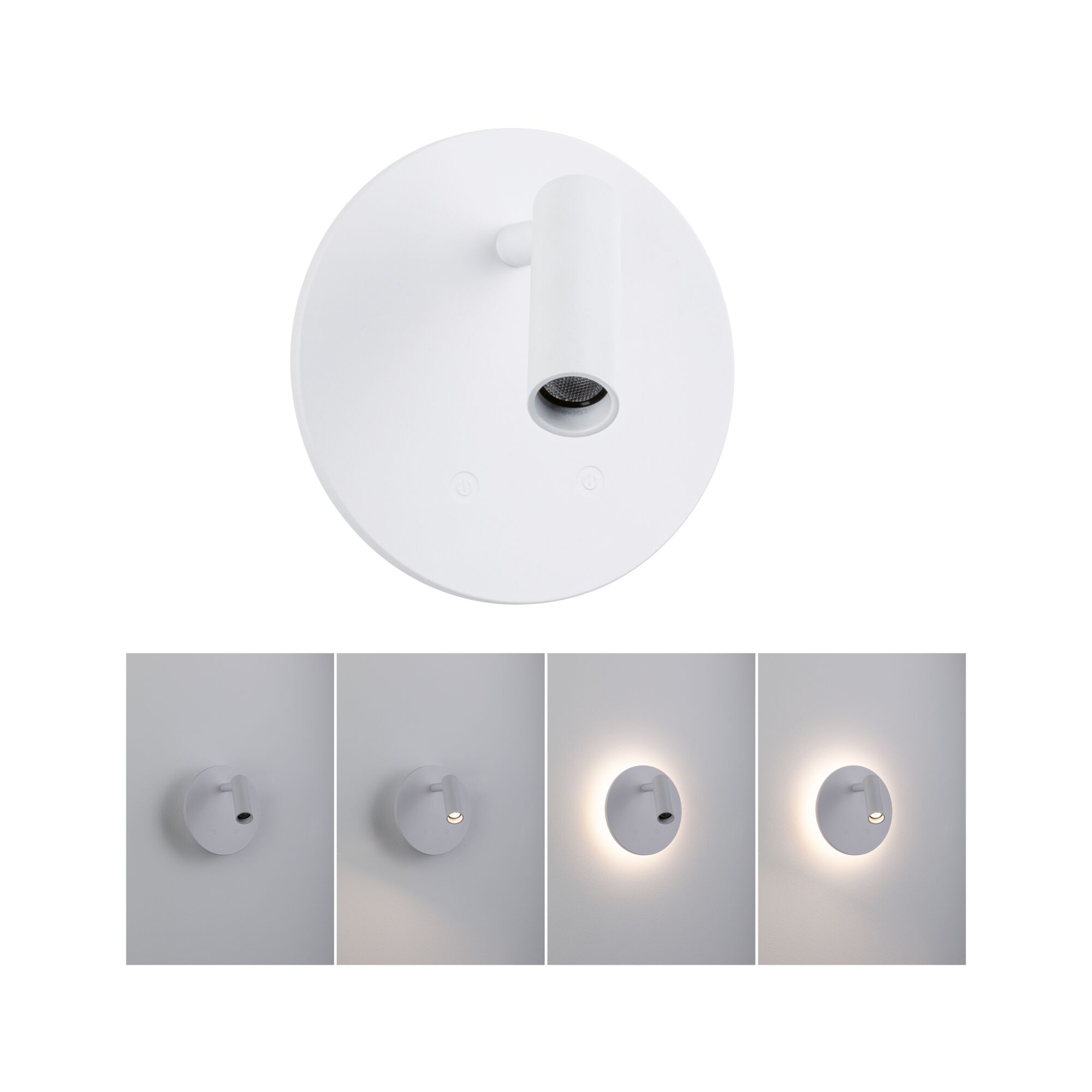 Lampe murale rechargeable à LED Kiora 2700K 80lm / 50lm 3,7V 0,6W / 0,7W gradable Blanc Applique murale LED blanche en métal avec spot réglable et éclairage d'ambiance pour un design moderne