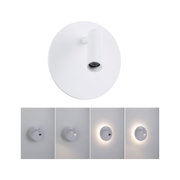 Weißer LED-Wandleuchter aus Metall mit einstellbarem Spot und Hintergrundbeleuchtung für modernes Lichtdesign