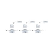 Three white LED recessed spotlights with cable and bracket for energy-saving ceiling lighting