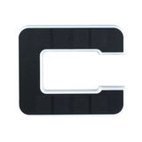 Tapis antidérapant noir avec cadre blanc en forme de C pour une prise sûre et protection.