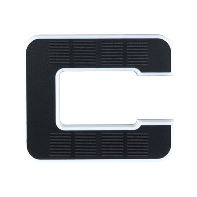 Black non-slip mat with white frame in C-shape for secure grip and protection.