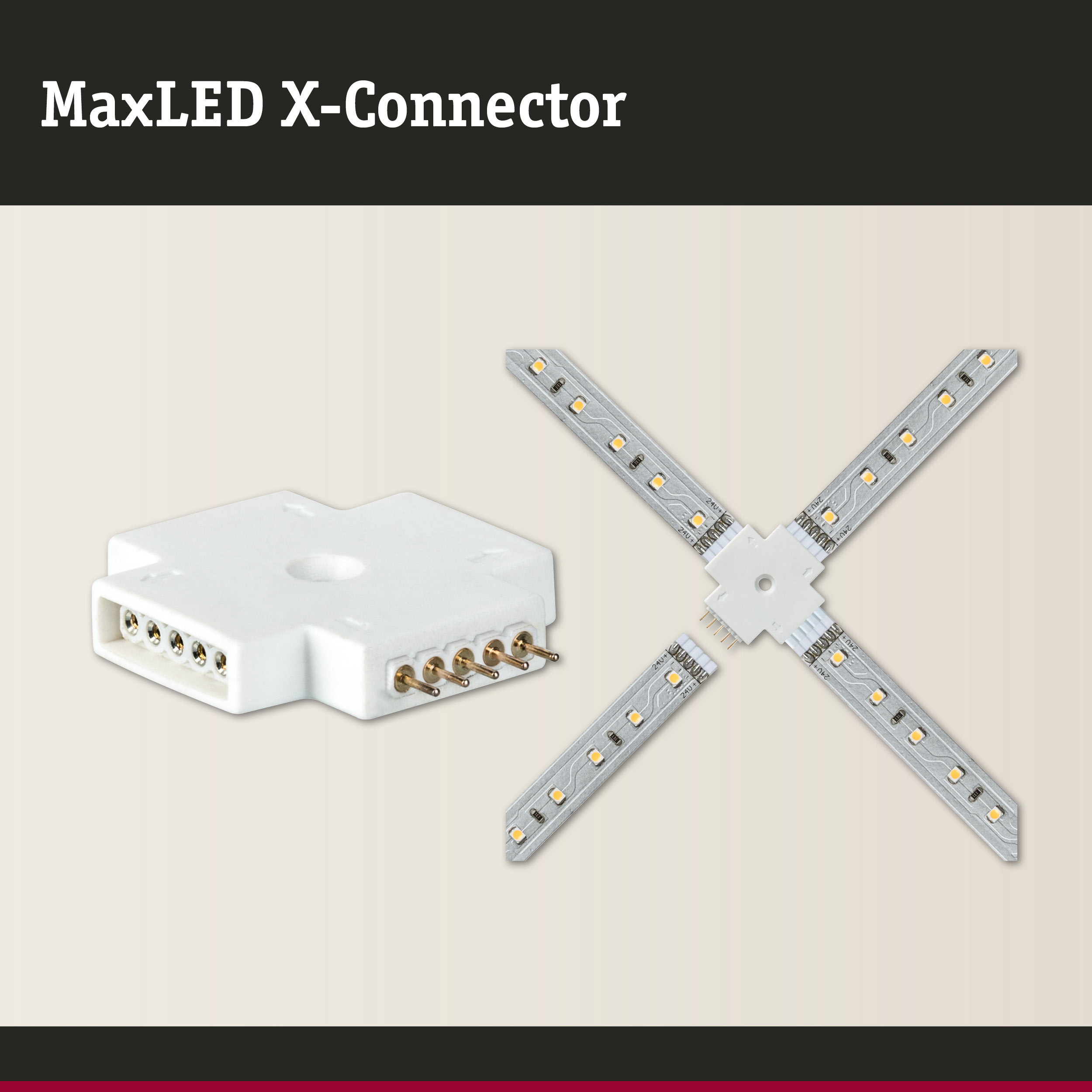 MaxLED X-Connector white plastic for LED strip connection with 4 pins