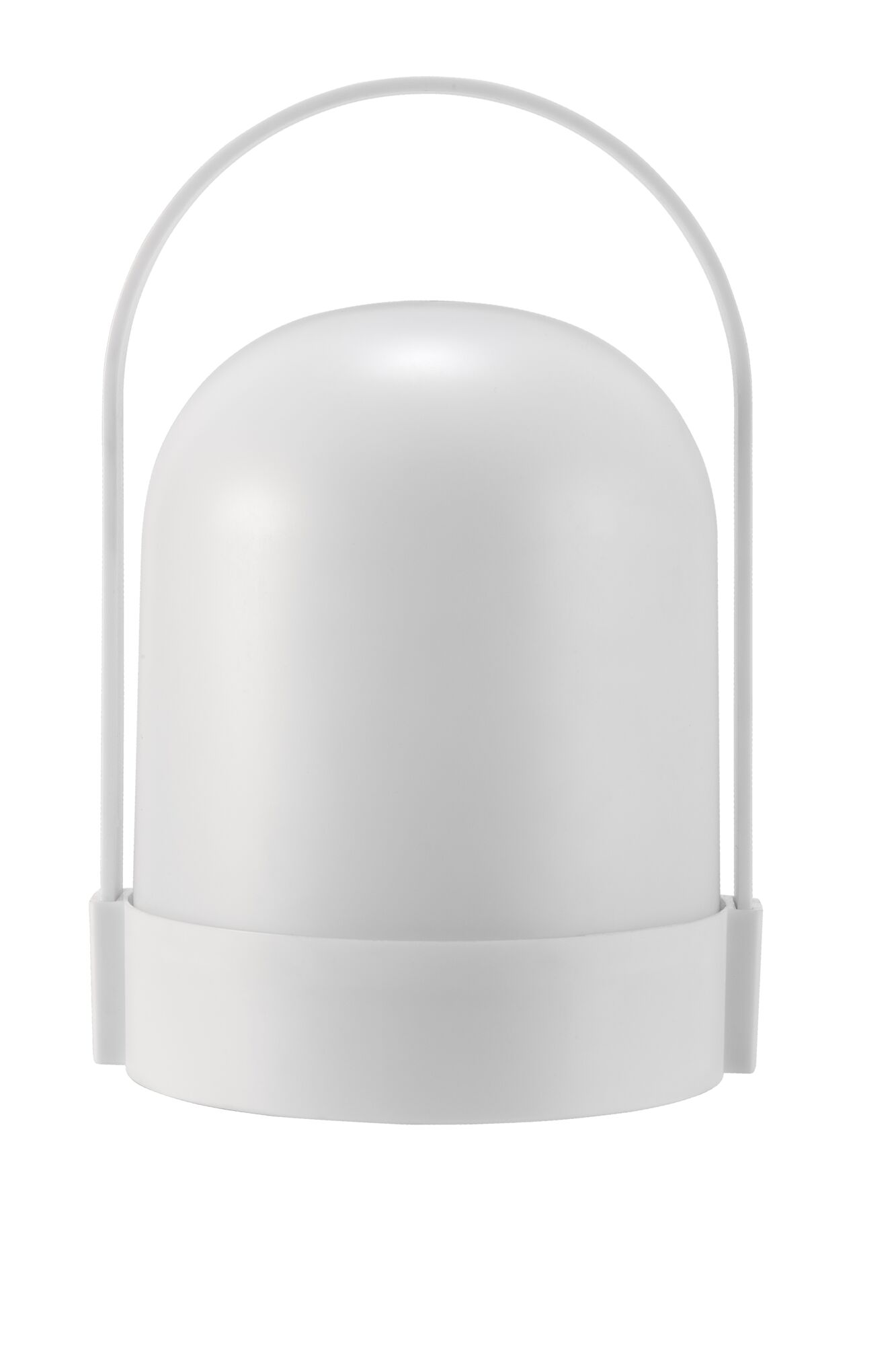 Moderne witte LED-buitenlamp met afgerond ontwerp en metalen handvat voor tuinverlichting