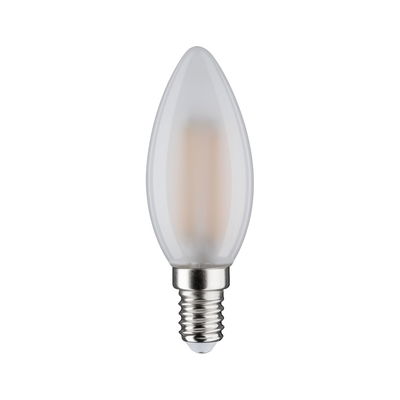 Frosted white LED candle bulb with E14 metal base and glass for energy-efficient lighting