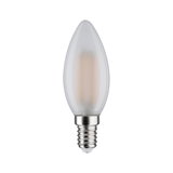 Mattweiße LED-Kerzenlampe mit E14-Fassung aus Metall und Glas für energiesparende Beleuchtung