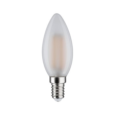 Mattweiße LED-Kerzenlampe mit E14-Fassung aus Metall und Glas für energiesparende Beleuchtung