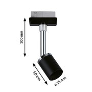 Schwarzer LED-Spot aus Metall mit 100 mm Länge und 35 mm Durchmesser für moderne Beleuchtung