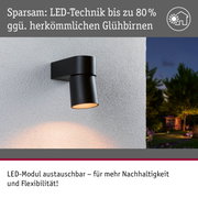 Schwarze LED-Außenwandleuchte aus Metall mit energiesparender Technik und austauschbarem LED-Modul