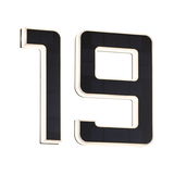 Modern black solar house number 19 with white LED lighting for outdoor use