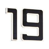 Modern black solar house number 19 with white LED lighting for outdoor use