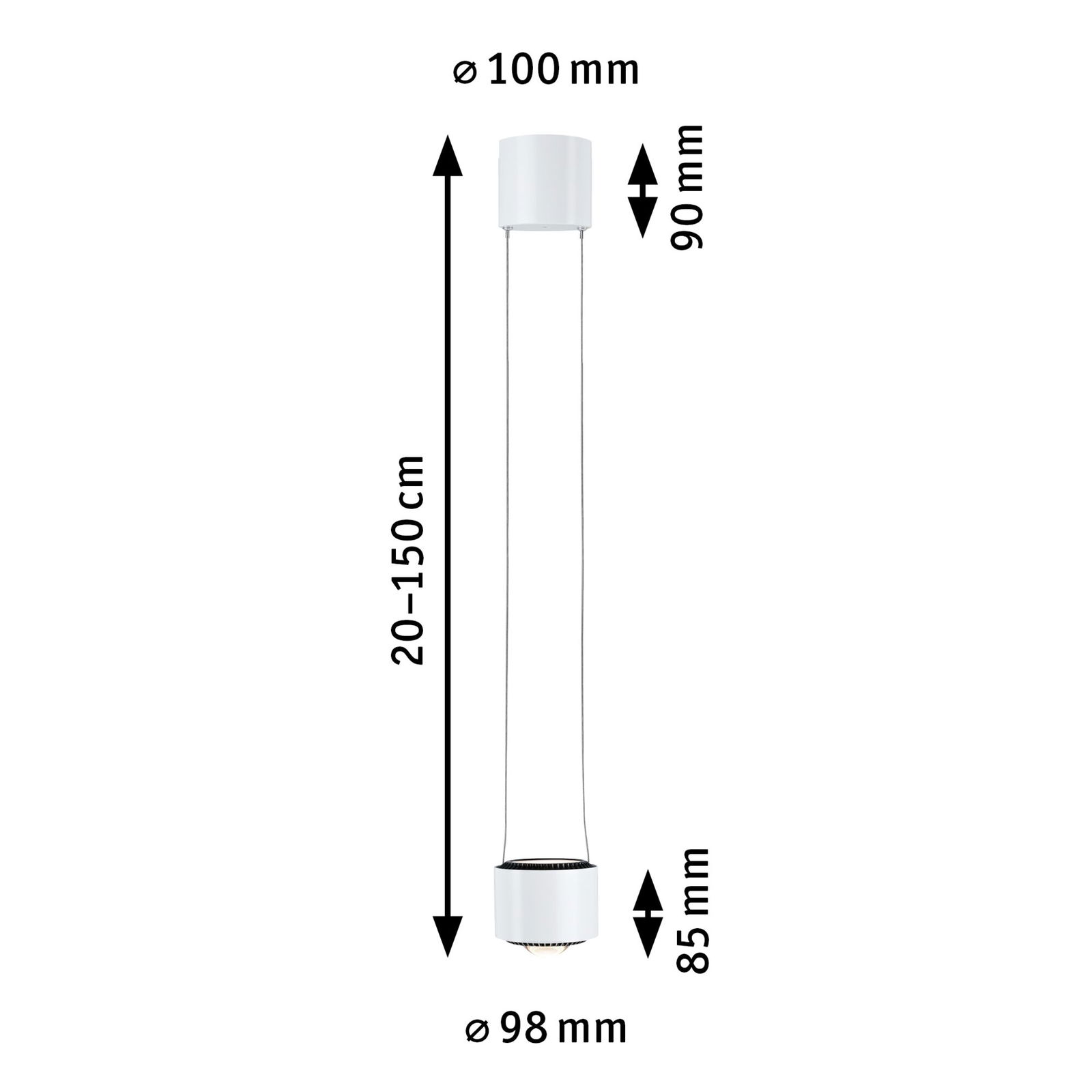 URail Suspension LED Aldan 850lm / 460lm 8,5W 3000K gradable 230V Blanc signal