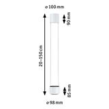 Weißer moderner LED-Pendelleuchte mit verstellbarer Länge 20-150 cm und 98 mm Durchmesser