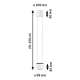 Weißer moderner LED-Pendelleuchte mit verstellbarer Länge 20-150 cm und 98 mm Durchmesser