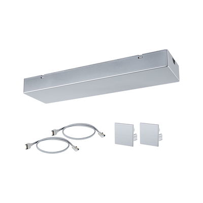 Silver LED connection set with cables and metal covers for modular lighting systems