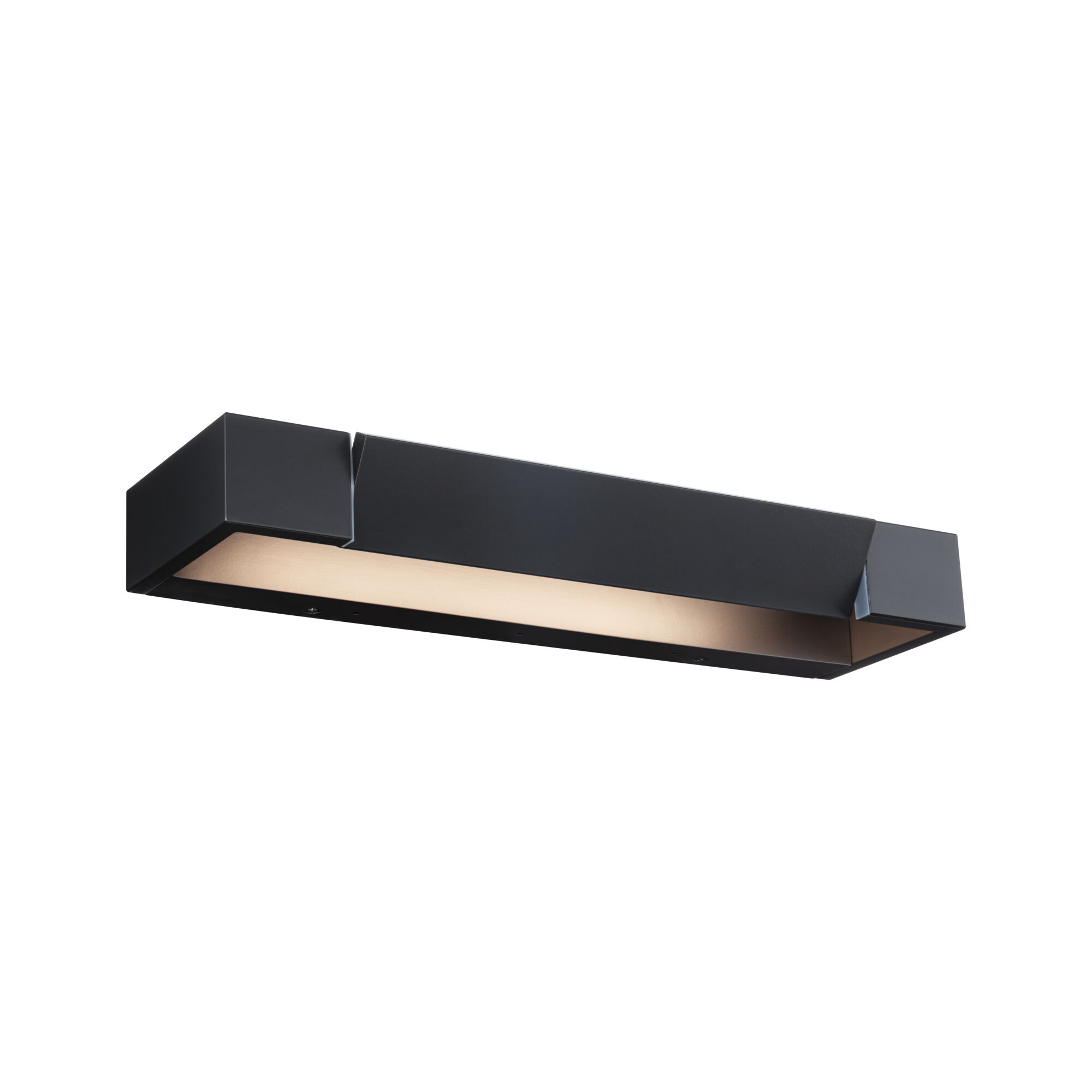 Black metal LED wall light with warm white illumination for modern interior lighting