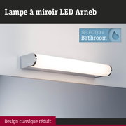 Lampe miroir LED Arneb blanche avec accents chromés pour éclairage de salle de bain