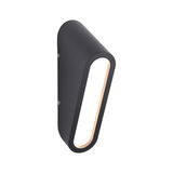 Black metal LED wall light with oval shape and warm white light for modern indoor lighting