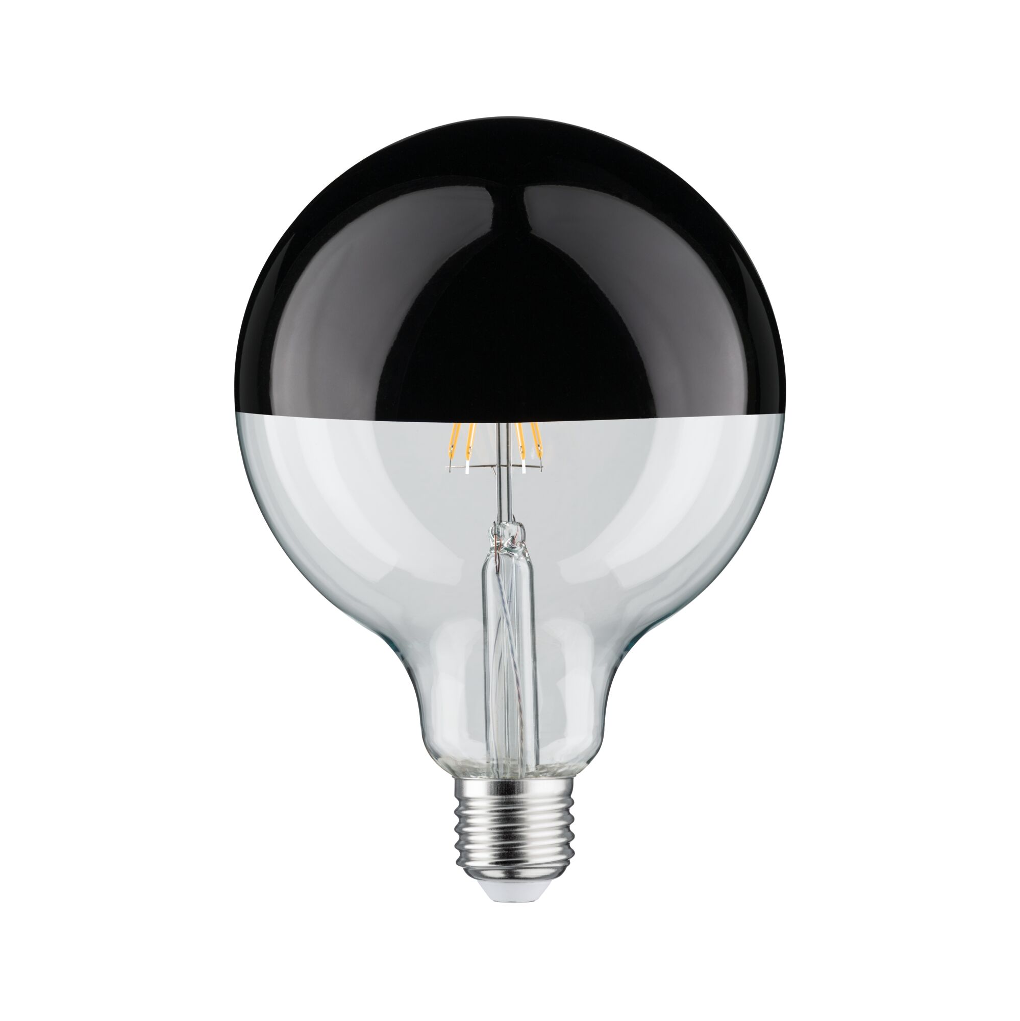LED bulb with black half-mirror coating and clear glass for modern lighting solutions