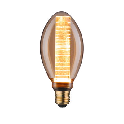 Glowing LED bulb with amber glass and decorative light rod for atmospheric lighting in interiors