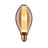 Glowing LED bulb with amber glass and decorative light rod for atmospheric lighting in interiors