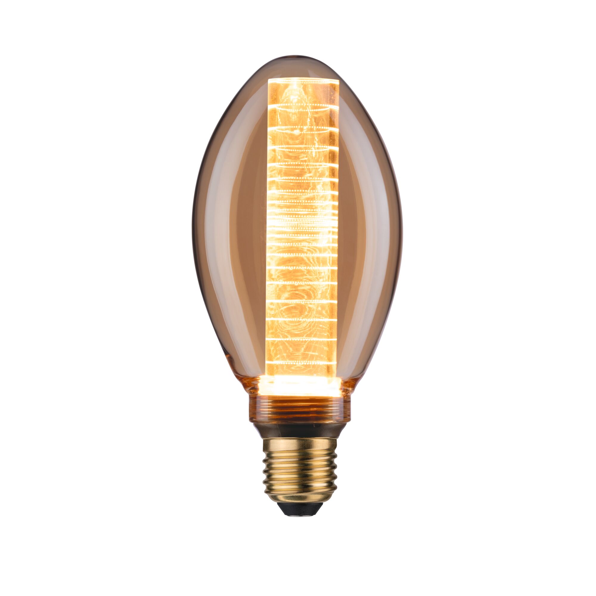 Inner Glow Edition LED Birne Innenkolben Ringmuster E27 230V 230lm 4W 1800K Gold Leuchtende LED-Glühbirne mit bernsteinfarbenem Glas und dekorativem Lichtstab für stimmungsvolle Beleuchtung