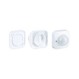 White plastic housing with motion sensor and two covers for light control