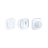 White plastic housing with motion sensor and two covers for light control