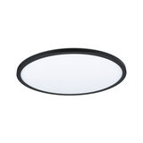Round LED ceiling light with black frame and white diffuser for modern room lighting