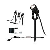 Black LED garden spotlight set with ground spikes and cable for outdoor lighting