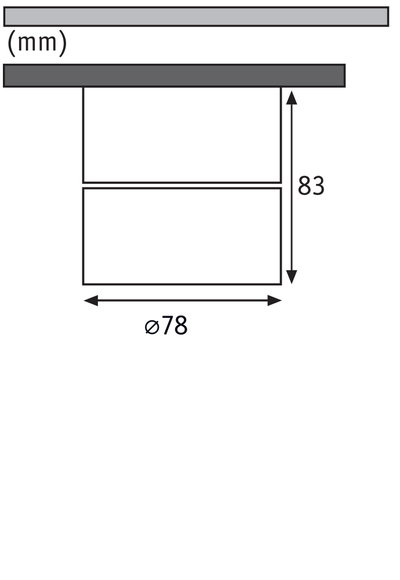 Technische tekening met 78 mm diameter en 83 mm hoogte voor verlichtingsbehuizing.