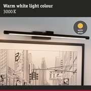 Black LED picture light with warm white 3000K illumination for highlighting wall art and pictures.