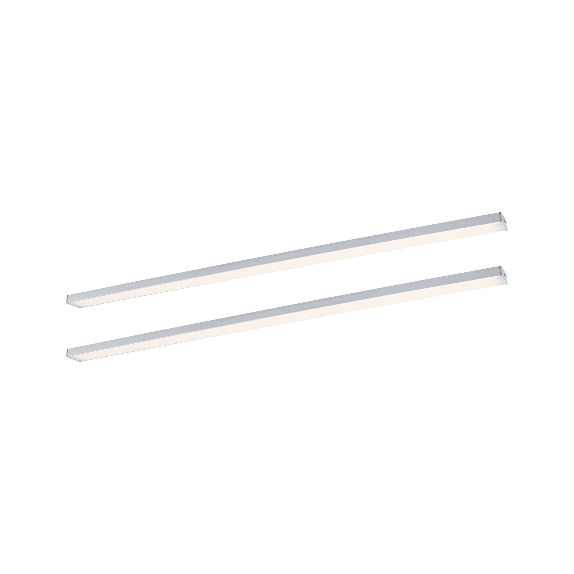 LED-onderkastverlichting Inline Uitbreidingsset 3000K dimbaar 2x6W 550x26mm 2x500lm 24V Chroom mat Twee slanke zilveren aluminium LED-strips met gelijkmatige lichtverdeling voor moderne verlichting
