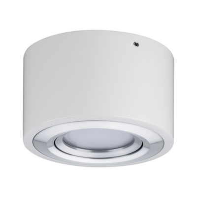 Round white metal ceiling light with integrated LED spotlight for modern indoor lighting
