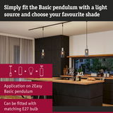 Modern kitchen with black Basic Pendulum pendant lights and wooden countertops with E27 bulb lighting