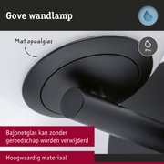 Zwarte Gove wandlamp met mat opaalglas en IP44 bescherming voor badkamerverlichting