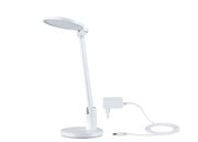 Witte LED-bureaulamp van kunststof met ronde kop en netadapter voor kantoorverlichting