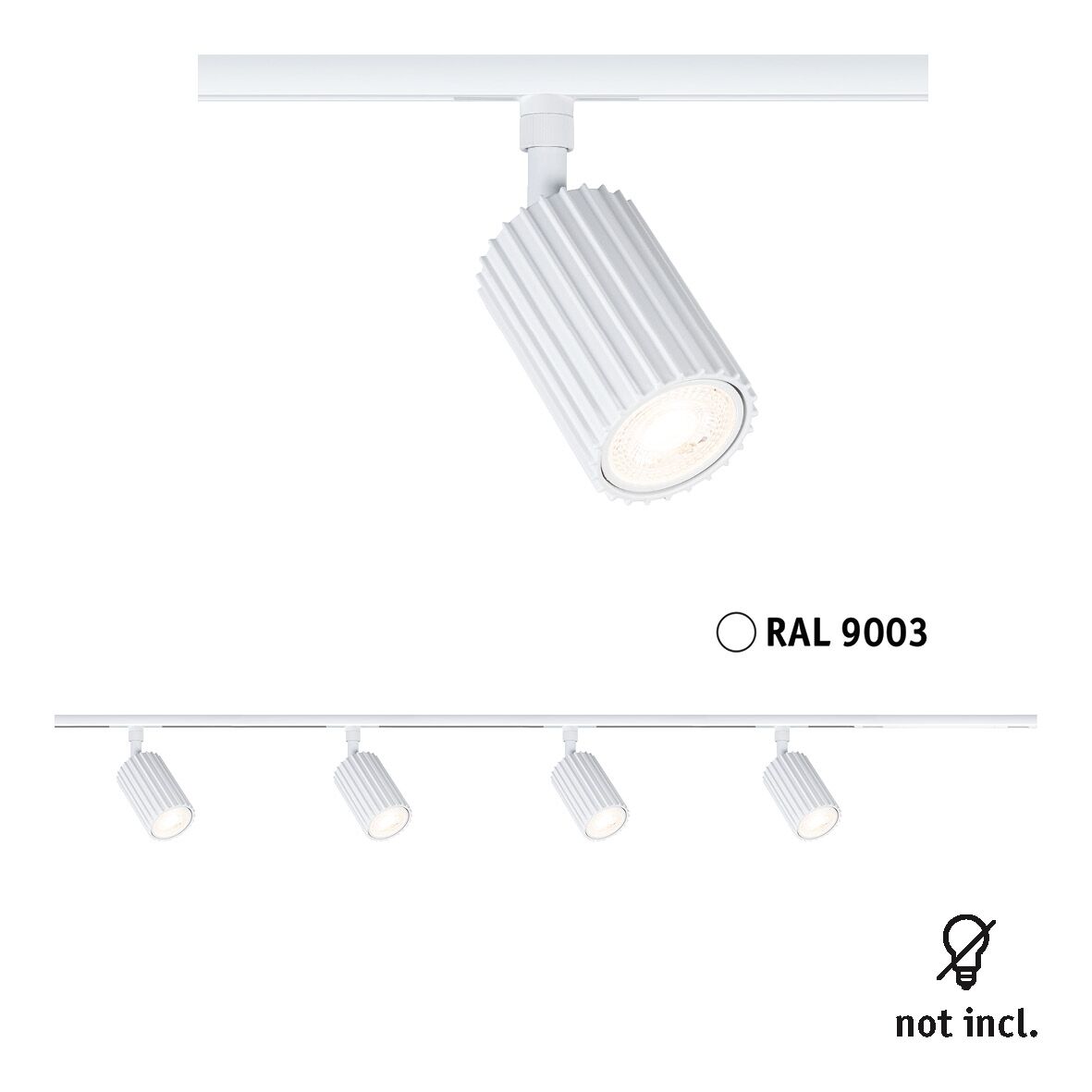 URail Spot sur rail Lirena Kit de démarrage Alimentation centrale GU10 max. 10W 230V Blanc signal