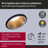 Spot LED encastré avec lumière blanc chaud 2700K et gradation en 3 niveaux pour ambiance